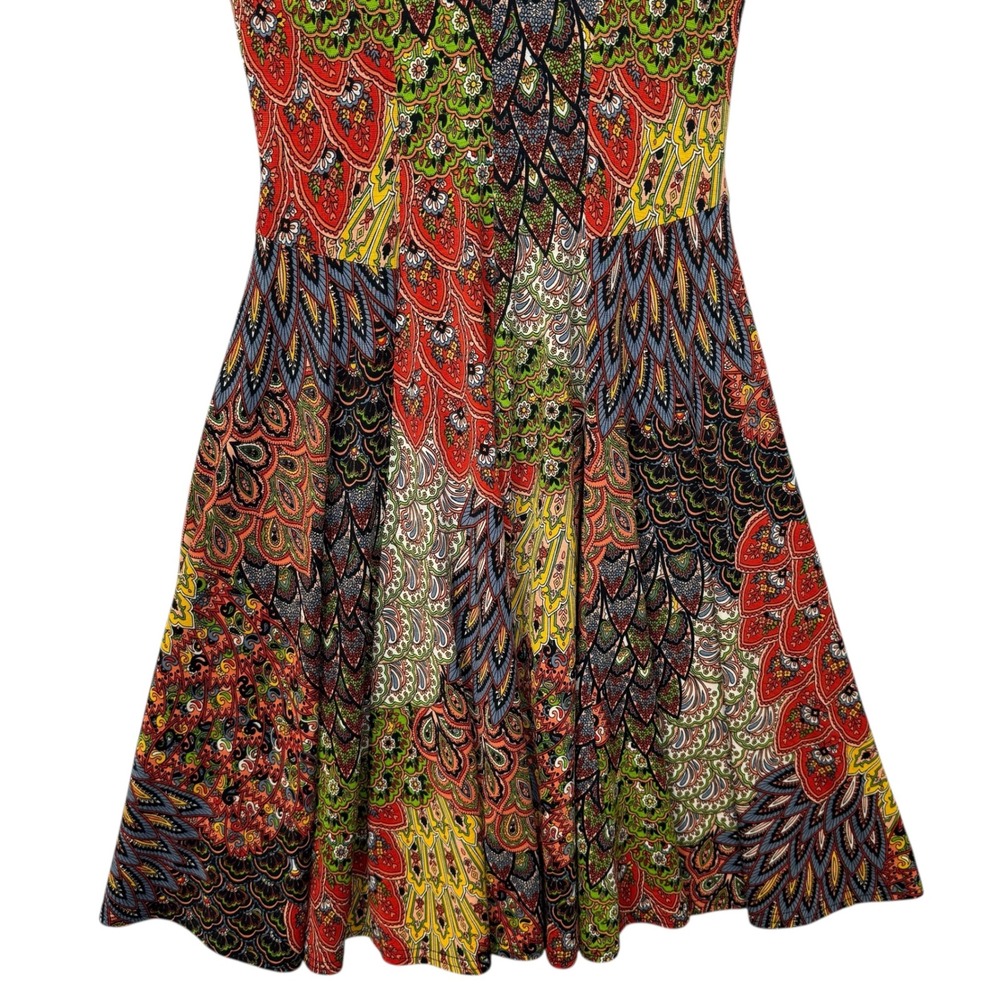Joseph Ribkoff Dress Women 8 Paisley Peacock Print V Neck MIDI Multicolor - Picture 9 of 14
